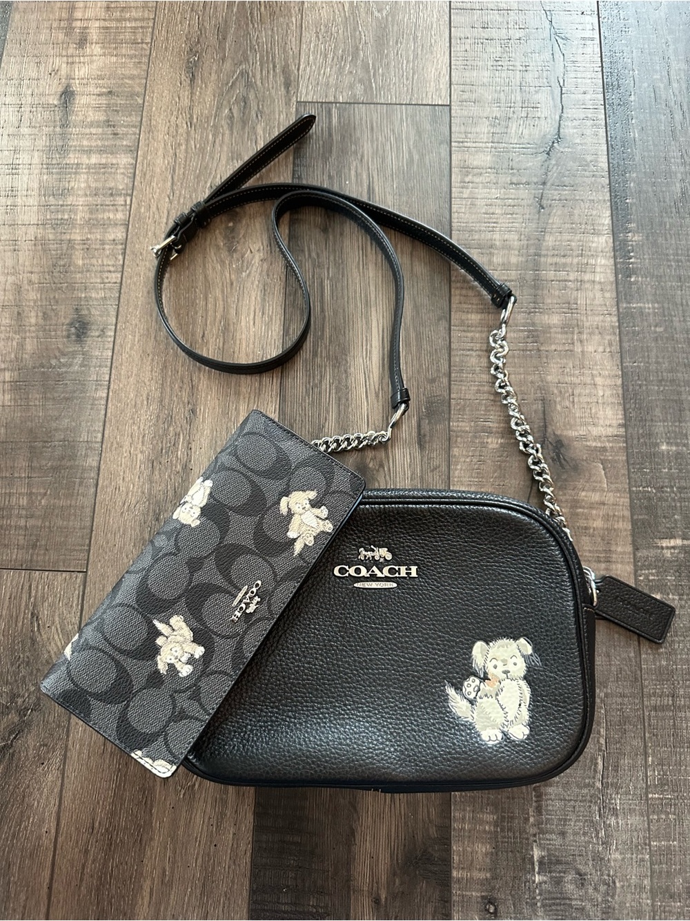 Coach Jamie Camera Bag & Wallet Set Happy Dog Print Style